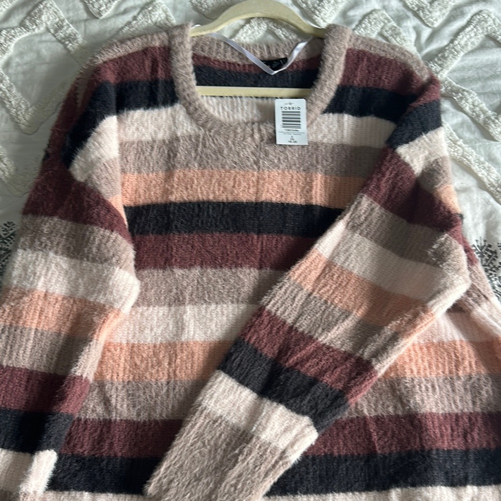Torrid Multicolor Striped Crew Neck Sweater